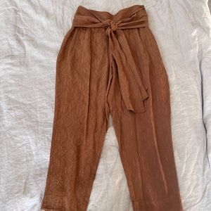 Anthropologie | Ett:Twa Cropped Tie Waist Jacquard Pants